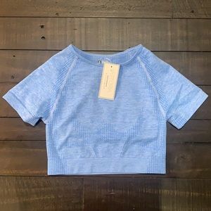 BLUE Astoria Quarter-Sleeve Crop Top